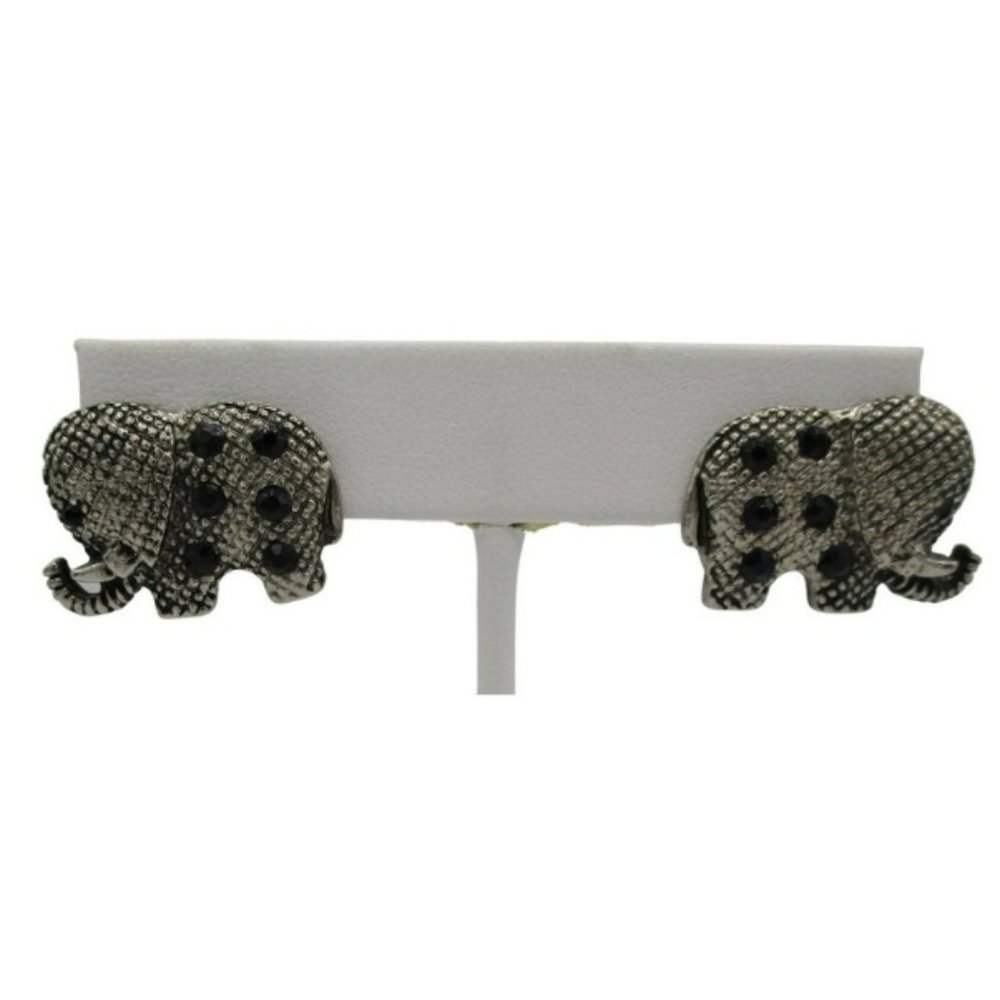 Used- Excellent- Silver & Black Elephant Earrings